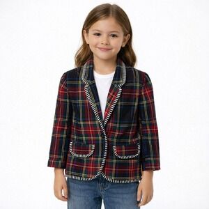 Harajuku Mini Target Girls Green Red Plaid Jacket Blazer‎ Uniform Lined